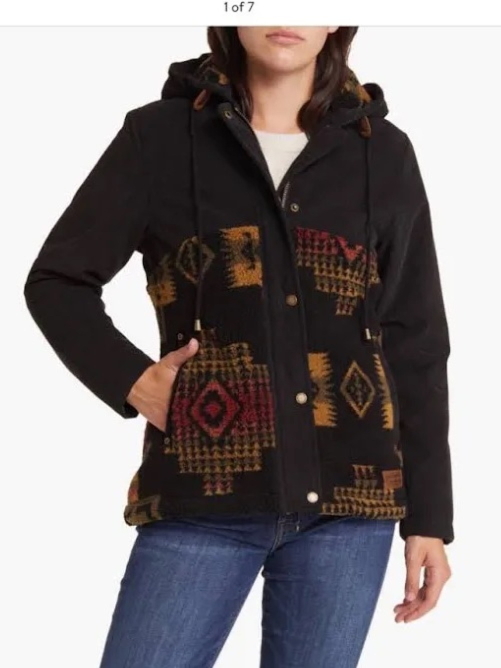 Pendleton Blanca Corduroy Berber Fleece Mixed Media Aztec Jacket Small